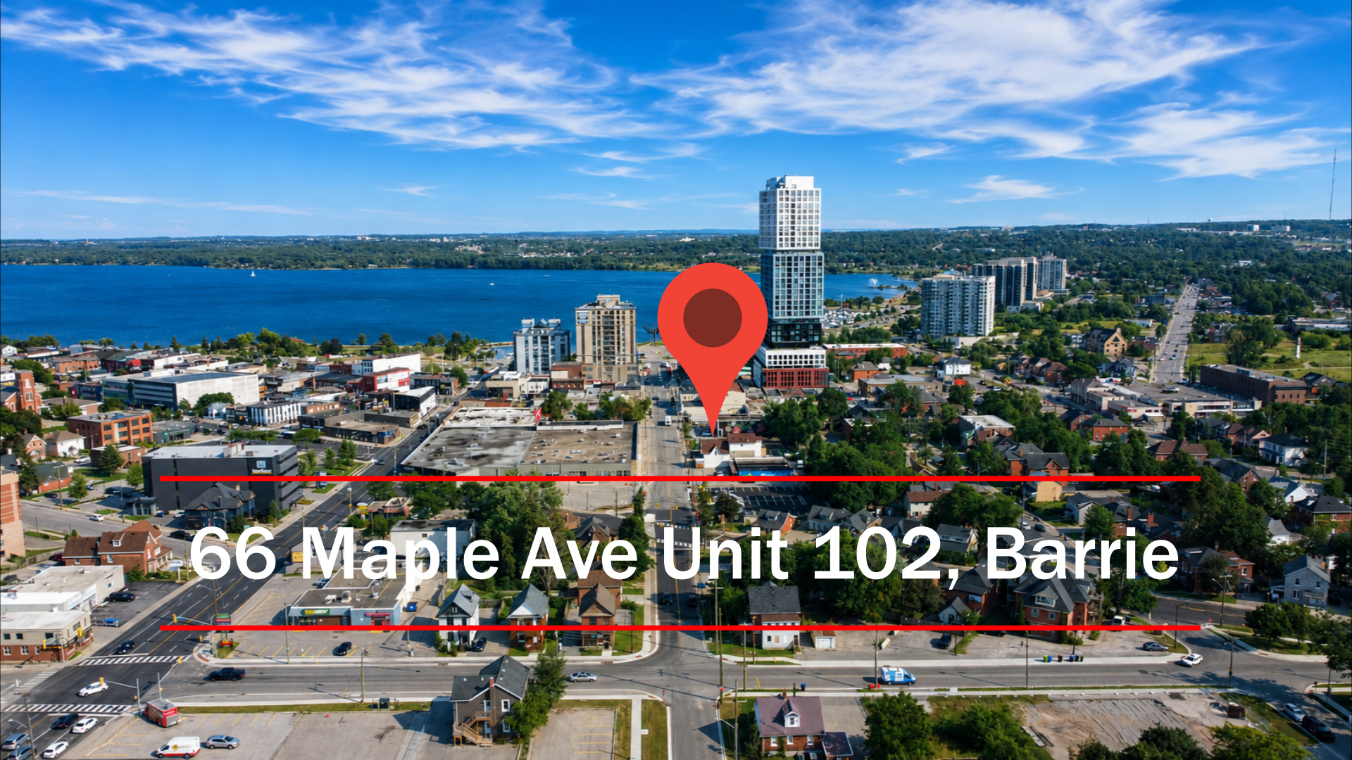 66 Maple Ave 102, Barrie: Bright Downtown Barrie Studio for Rent | Modern Living with 10-Foot Ceilings & Parking